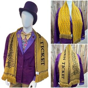 Willy Wonka Golden Ticket Knit Scarf NWT Warner Bros Studio Exclusive Costume